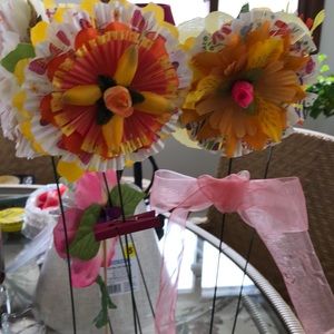 Flower pins, headbands, and Garden Stakes